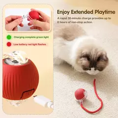Brinquedo interativo de bola de gato, bola de rolamento automática com cauda, brinquedo interativo inteligente recarregável para animais de estimação, mouse inteligente para gato - loja online