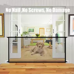 Pet Folding Malha Respirável Playpen, Dog Safety Fence, Indoor Baby Gate, Barreira de Cercas com Gancho, Tamanho Pequeno e Grande, 4Pcs na internet