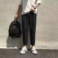 Calça masculina de seda fria fluida, calça masculina de negócios para verão, esfriamento folgado, alfaiataria social, 9 calças recortadas, verão - Wolf Magazine