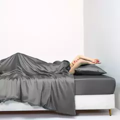 Liv-Conjunto de cama verde puro, 100% seda, cor sólida, lençol plano, fronhas, rainha, colcha de rei, conjuntos de cama para dormir, presente