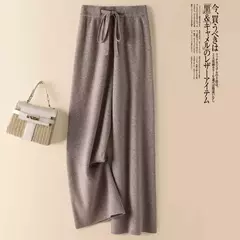 Calça feminina de malha elástica de cintura alta, até o tornozelo, grossa, quente, chique, casual, básica, macia, reta, moda coreana na internet