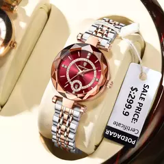 POEDAGAR-Relógio de Luxo Feminino, Alta Qualidade, Diamante, Quartzo, Impermeável, Data, Aço Inoxidável, Senhoras Relógios, Caixa Incluída