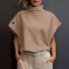 ZANZEA-Camisa feminina elegante de gola alta, blusa manga curta, casual, tops de escritório soltos, festa, moda verão, 2022 na internet