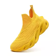 Tênis de malha leve para casais, tênis de corrida com lâmina deslizante, tênis de meia masculino, moda feminina, amarelo - comprar online