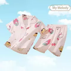 Conjunto de Pijamas Anime infantil, Roupa das Meninas, Roupa Confortável, Homewear das Meninas, Minha Melody, Sanrio, Pochacco, Cinnamoroll, Kuromi na internet