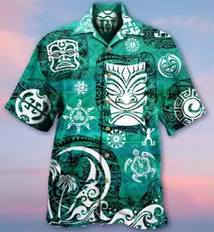 Imagem do Camisas Tiki de mangas curtas masculinas, estampa 3D, tendência legal da moda, tops havaianos para festas na praia, tops soltos e respiráveis, 2024