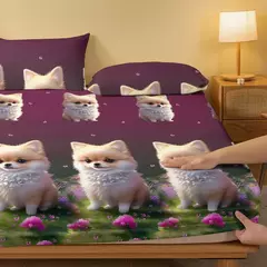 Imagem do Lençol fosco para o quarto, tampa da cama, tampa da cama, um cão do amor, Pomeranian, impresso, fronhas (não incluindo)