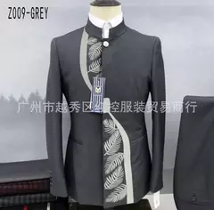 Conjunto de terno de túnica masculino single breasted stand colarinho, blazers, jaqueta, calças, boutique, moda casual, casaco, calças, 2 peças, 2023