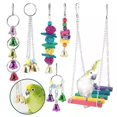 Combinação Brinquedos De Pássaro Conjunto para Pequeno Papagaio, Balanço, Mastigação, Treinamento, Rede De Suspensão, Sino, Perch, Escada - Wolf Magazine