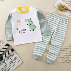 Desenhos animados pijama terno infantil, tops e calças, conjunto de duas peças para meninos e meninas, pijamas de algodão bebê, roupas de 1 a 6 anos para primavera e outono - comprar online