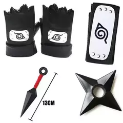 Anime naruto cosplay kakashi acessórios brinquedos figura de ação luvas bandana kunai máscara uchiha luvas conjunto presente - comprar online
