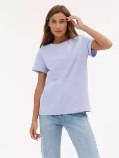 Bornladies-Camiseta solta de manga curta feminina, tops sólidos básicos, camisas de assentamento elegantes, 100% algodão, 230g/?, verão