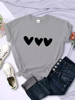 Preto Coração Impressão Camisetas Femininas, Rua Manga Curta, All-Math Soft Tee, Roupas Casuais, Respirável Mulheres Tops, Personalidade - loja online
