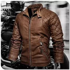 Kenntrice Autumn Winter Brand jaqueta de couro masculino Jaqueta Couro Masculino Jaqueta de couro Bombardeiro Casaco de pele de carneiro Casaco de motocicleta - comprar online