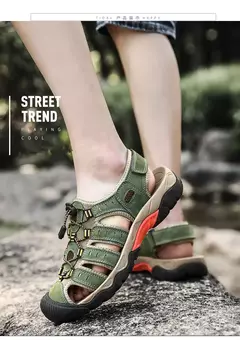 Novas sandálias masculinas de couro genuíno macio sandálias sapatos masculino na internet