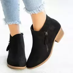 Ankle boots com salto quadrado para as mulheres, ankle boots com plataforma, sexy, cáqui, moda, novo, para o outono e inverno, 2024 - loja online