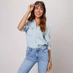 Camisas jeans soltas femininas, blusas monocromáticas, tops casuais, moda vintage, jovem feminina, verão, 2024 na internet