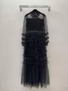 Vestido feminino slim fit plissado em malha, cintura alta, manga longa, retalhamento, vestido feminino de renda, moda outono