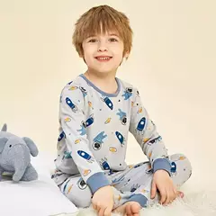Imagem do Conjuntos de pijamas de algodão de manga comprida infantil, para crianças, meninos, meninas, novo, outono, 2, 4, 5, 6, 8, 12, 14 anos