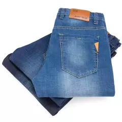 Jeans estilo clássico irmão Wang masculino, casual, stretch, fino, calça jeans, azul claro, calça preta, marca masculina - Wolf Magazine