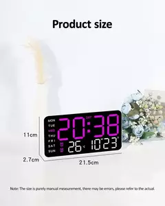 Relógio de parede digital extra grande com display LED com data, temperatura, temporizador para sala de estar, quarto, presente para idosos - comprar online