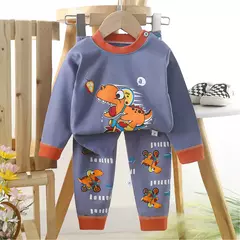 Imagem do Conjuntos de pijamas de algodão infantil camiseta manga comprida, tops e calças, pijamas casuais, urso fofo dos desenhos animados, roupas de bebê, outono