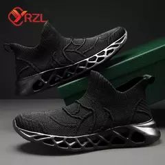 YRZL-tênis de meia preta masculina, tênis de malha casual, respirável, sola grossa, leve, plataforma, corrida, moda verão, tamanho 47 - loja online