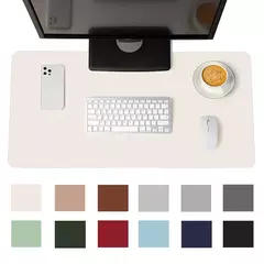Mouse Pad de couro PU portátil, camurça branca, impermeável, antiderrapante, grande esteira de mesa de jogos, teclado de computador na internet