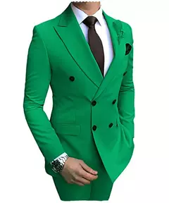 2024 novo terno masculino bege 2 peças duplo breasted notch lapela plana fino ajuste casual smoking para casamento (blazer + calças) - Wolf Magazine