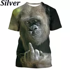 Imagem do T-shirt de macaco divertido estampada em 3D para homens e mulheres, blusa de manga curta, camisa animal, lazer, verão, moda nova, 2022