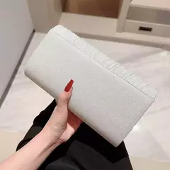 Bolsa de noite prateada dourada para mulheres, moda elegante, embreagem de banquete, bolsa de ombro feminina, festa de casamento