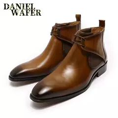 Design de luxo chukka botas moda masculina botas de tornozelo de couro genuíno