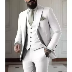Imagem do Fatos de negócios verdes claros para homens, vestido de casamento masculino, jaqueta, colete, calças, blazers, casaco, 3 peças