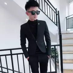 Blazer fino de negócios masculino, roupas estilo coreano, casaco casual, terno elegante, jaquetas marrons, de alta qualidade, 2024 na internet