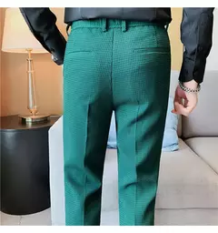 Calça waffle stretch masculina, calça reta justa, terno de festa social, roupa formal, alta qualidade, nova moda, 2022 - comprar online