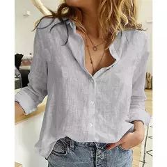 Camisas soltas grandes para mulheres, blusas vintage monocromáticas, tops elegantes para jovens, moda casual feminina, 2023, outono - Wolf Magazine
