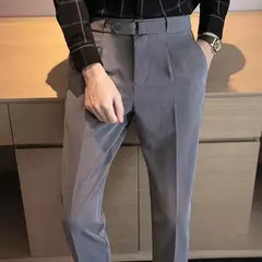 Calça de negócios justa masculina recortada, calça reta elástica, terno masculino de alfaiataria social, estiramento formal tressed, verão, 9 calças recortadas - Wolf Magazine
