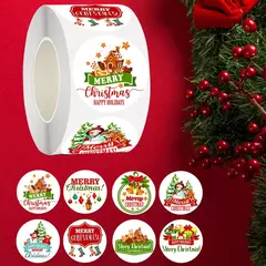 Imagem do Feliz Natal Adesivos para Presentes DIY, Xmas Party Seal Labels, Pacote de cozimento, Envelope Papelaria Decoração, 500pcs