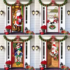 Pesadelo Antes Do Natal Decorações Ao Ar Livre Adereços, Tampa Da Porta, Santa, Xmas Elfos Contexto, Banner Party, Casa Porta Pendurar