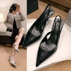 Salto Alto para Mulher, Sapatos de Deslizamento, Escritório e Carreira, Sólido, Sexy, Moda, Verão, 2022, Sandálias - loja online