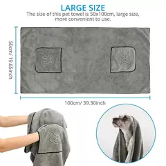 Imagem do Super absorvente grande filhote de cachorro cão de estimação toalha roupão toalhas de banho de secagem rápida gato toalha de banho suprimentos de banho toalha de cão microfibra