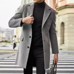 Casaco de lã de manga comprida masculino, peito único, quebra-vento britânico, tendência da moda, terno novo, outono e inverno, 2023 - comprar online