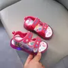 Disney Frozen Cartoon Sneakers for Children, Sapatos casuais para meninas, LED Light, Sandálias Flash, Princesa Elsa, Bebê, Crianças