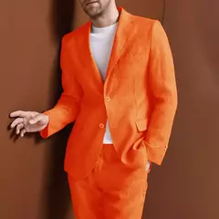 Fato elegante de casamento completo masculino, conjunto de roupa de linho masculino, trajes masculinos, formal e clássico, 2 peças - Wolf Magazine