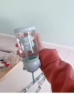 Imagem do Garrafa de água Deer Horn para crianças, grande capacidade, copo de palha de plástico, estudante, menina kawaii, crianças, desenhos animados, 500ml