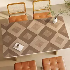 Imagem do Tapete De Mesa Geométrica Grão De Madeira, Tapetes Decorativos De Luxo Leve, Anti Óleo e Toalha De Mesa Anti Scalding, Cuidado Fácil, High End