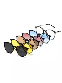 TR90 óculos polarizados para homens e mulheres, pára-sol ímã, clip em óculos de sol, óculos UV400, alta qualidade, anti-reflexo, 5 em 1 conjuntos, novo - loja online