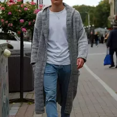 Cardigã de malha de algodão manga comprida masculino, suéteres masculinos casuais, monocromáticos, outwear justo, capuz quente, outono, inverno, novo, moda, 2024
