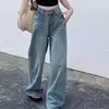Calças folgadas de cintura alta feminina, jeans casual, vintage, estilo americano, emagrecedor, design de moda, sensual