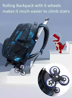Mochila escolar com rodas para crianças, Mochila de rolamento para menino, Mochila escolar com rodas, Mochila de bagagem de mão, 6 rodas na internet